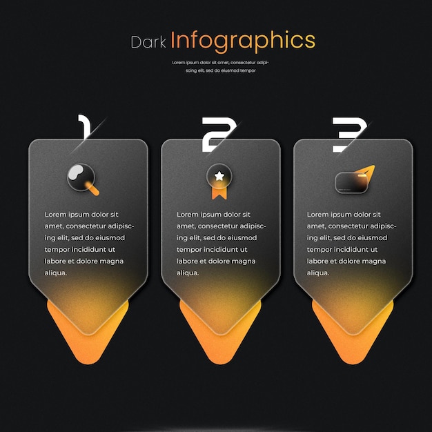 Infografía de vidrio de negocios con capas de pasos