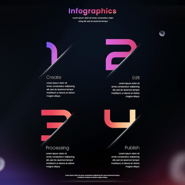 Infografías de diagrama rectangular con gradiente con efecto de vidrio