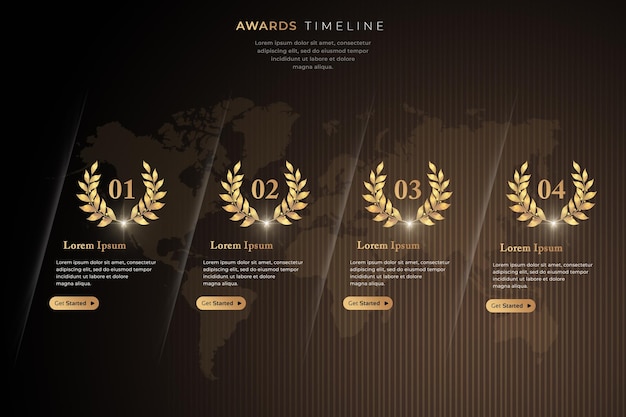 Infografías de premios con textura dorada