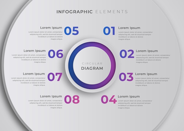 Infografica del diagramma circolare gradiente