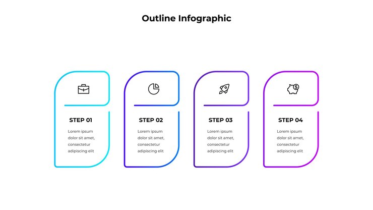 PSD infografica moderna in quattro fasi per le imprese e la gestione dei progetti