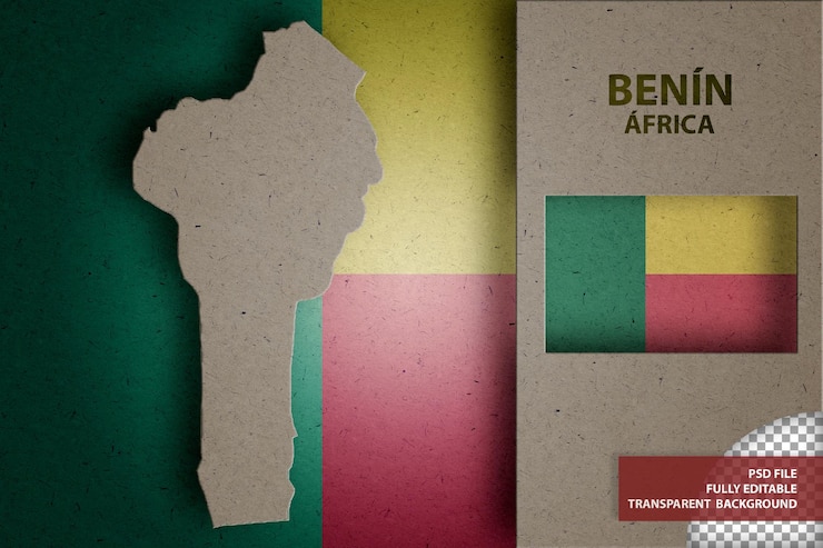 PSD infografica psd con mappa e bandiera del benin