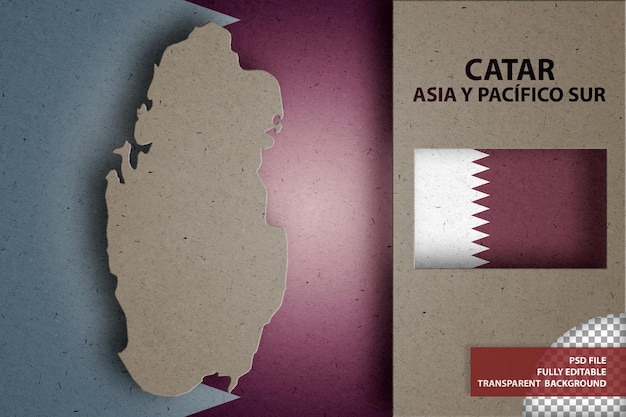 PSD infográfico com mapa e bandeira do qatar