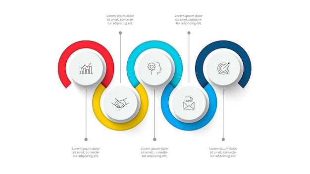 Infográfico com opções de 5 etapas, peças ou processos Modelo de negócios para apresentação