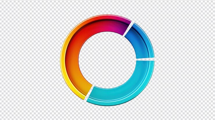 PSD infográfico detallado de gráfico circular con cinco secciones distintas para la representación de datos visuales