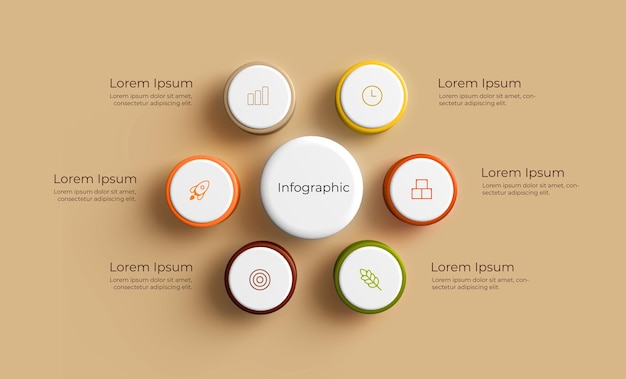 PSD infográfico em 3d de forma circular