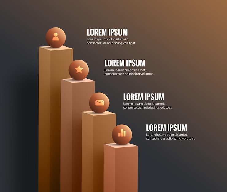 PSD infográfico de gráficos 3d para la presentación de negocios