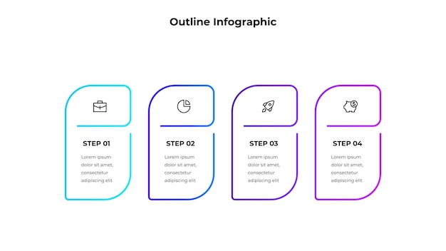 Infográfico moderno de quatro etapas para negócios e gerenciamento de projetos