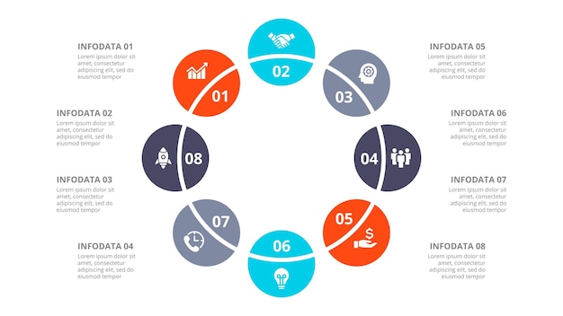 PSD infografik für präsentationen folie geschäftskonzept mit 8 optionen