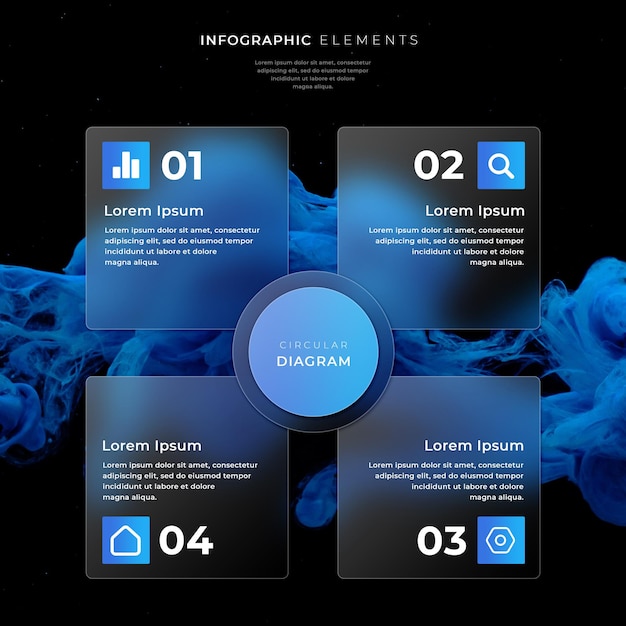 PSD infografik-vorlage mit glaseffekt