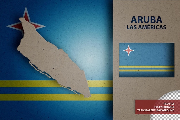 PSD infografische darstellung der karte und flagge von aruba