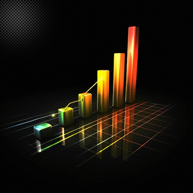 Infografische geschäftsbargrafik licht-effekt durchsichtiger hintergrund