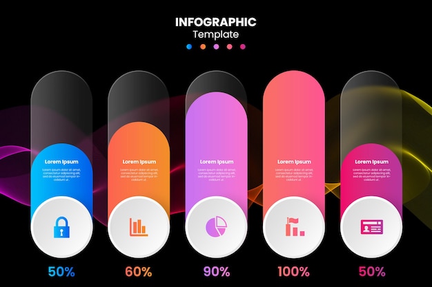 Infografische Glassmorphismus-Design-Chart-Vorlage Prozentsatzstatistik