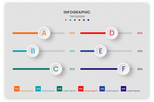 Infografische Grafik mit 6 Prozentstäben