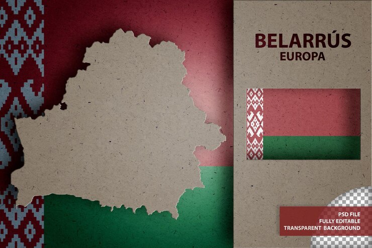 PSD infographic illustration of the map and flag belarrus