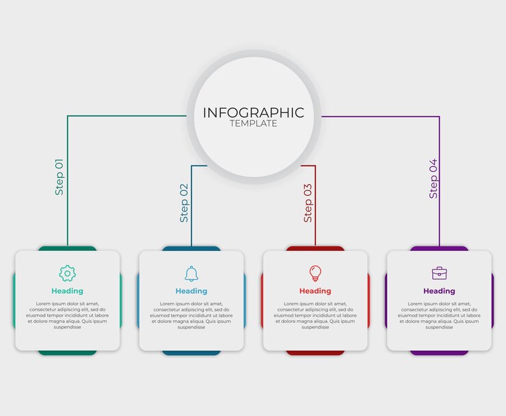 PSD infographic template process flow diagram with steps