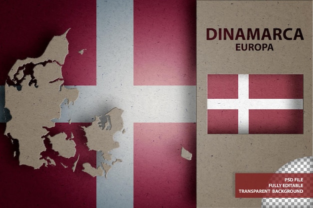 PSD infographie avec carte et drapeau du danemark