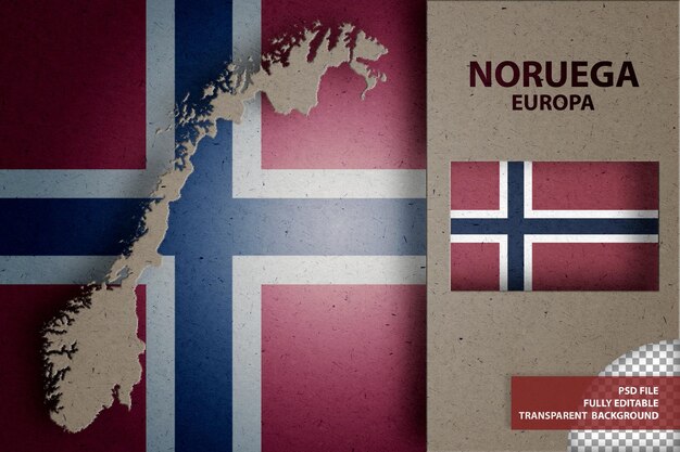 PSD infographie avec carte et drapeau de la norvège