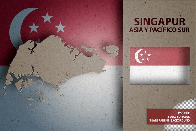 PSD infographie avec carte et drapeau de singapour
