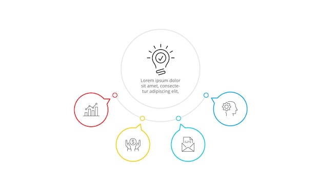 Infographie De Cercle Plat En Ligne Mince Avec 4 Options Diagramme D'organigramme