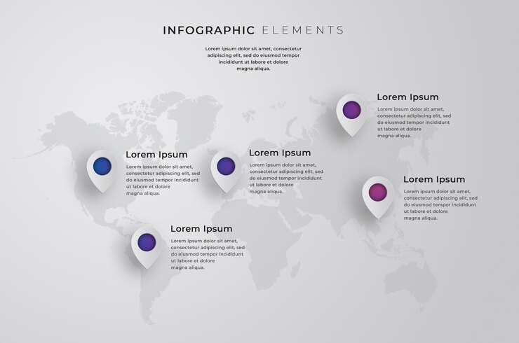 PSD l'infographie commerciale de la carte du monde