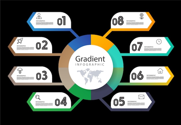 Infographie en gradient avec diagramme circulaire et éléments de visualisation des données