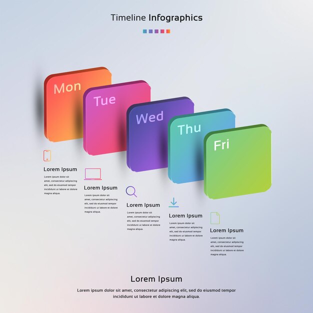 PSD infographies de diagrammes rectangulaires en gradient