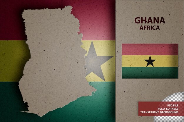 PSD infographique avec carte et drapeau du ghana