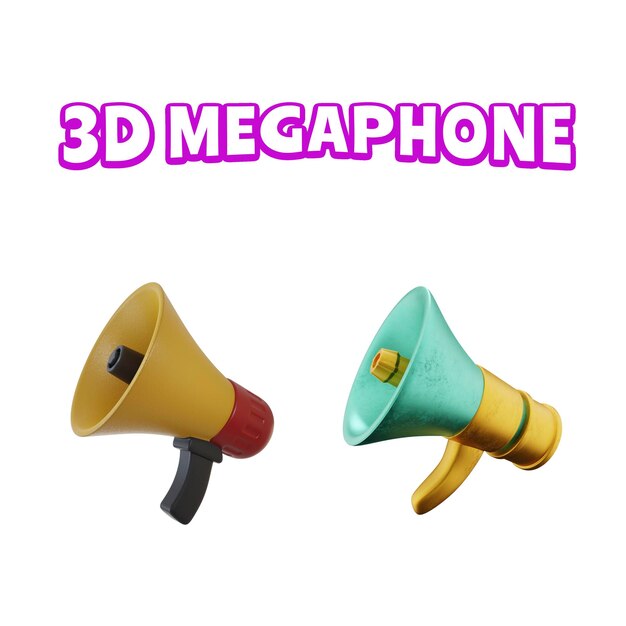 Información comercial de ilustración de megáfono 3D