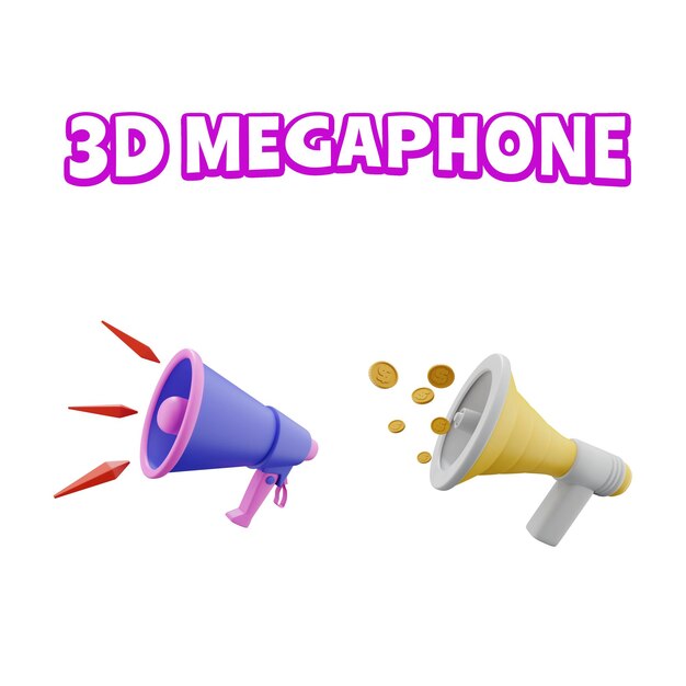 PSD informações comerciais de ilustração de megafone 3d