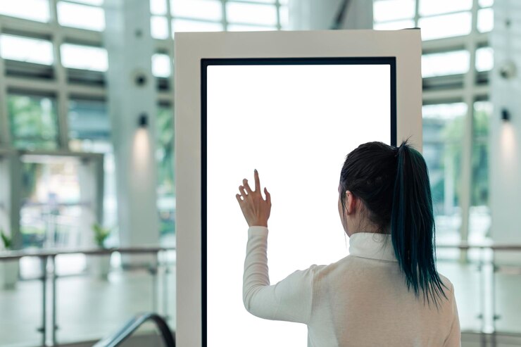 PSD information screen mockup at a shopping mall psd