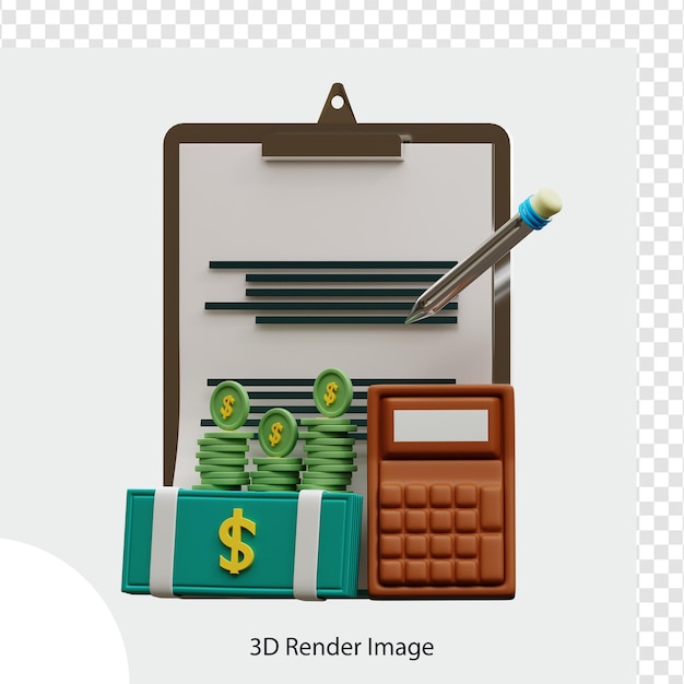 PSD informe de cálculo financiero ilustración 3d