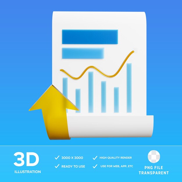 Informe de crecimiento de PSD Ilustración 3D