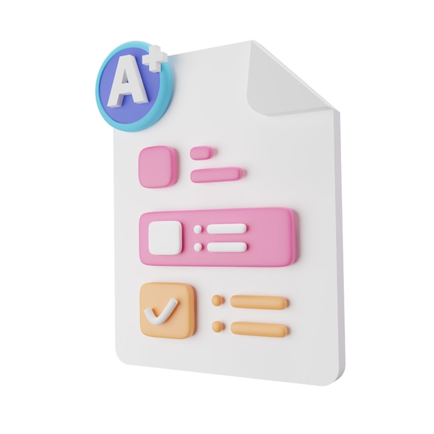 Informe estudiantil icono 3d para la educación