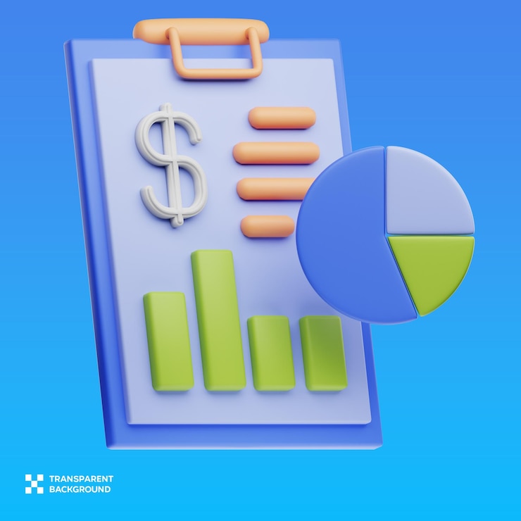 PSD informe financiero de la división de servicios públicos ilustración 3d