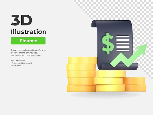 Informe de negocios crece ilustración de icono 3d financiero