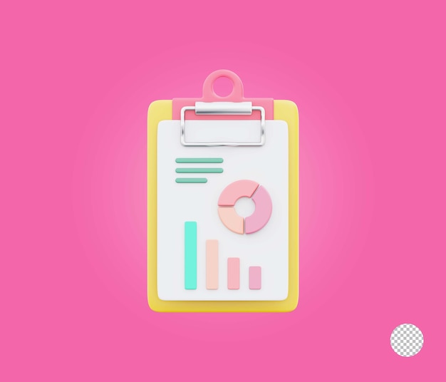 Informe de negocios en hojas de papel clipboard con gráfico de datos y ilustración de icono de gráfico