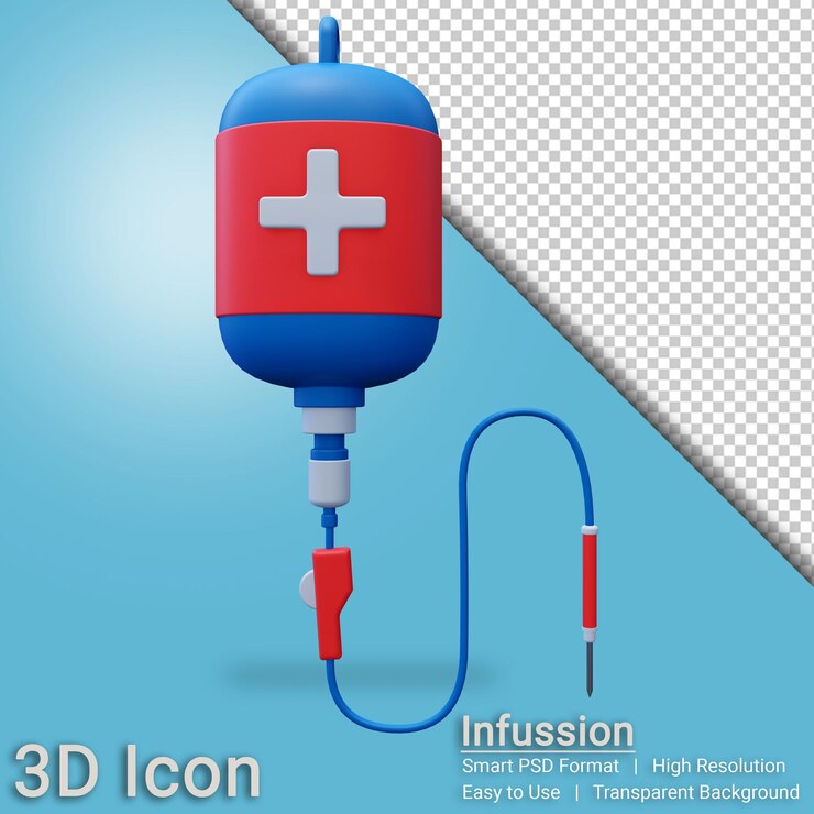 PSD infusión de iconos 3d con fondo transparente