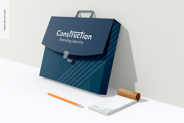 Ingegnere cartella valigetta mockup appoggiato