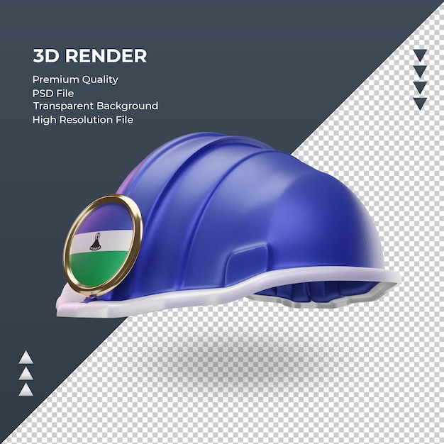 PSD ingeniero 3d bandera de lesotho renderizado vista derecha