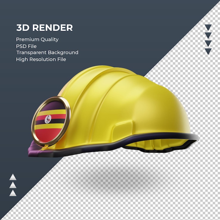 PSD ingeniero 3d bandera de uganda renderizado vista derecha