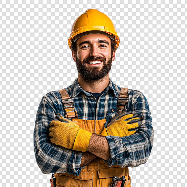 PSD ingeniero contratista masculino aislado sobre un fondo transparente