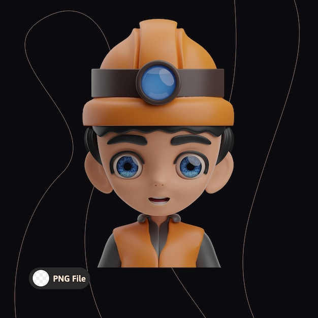 PSD ingeniero hombre ilustración de avatar 3d