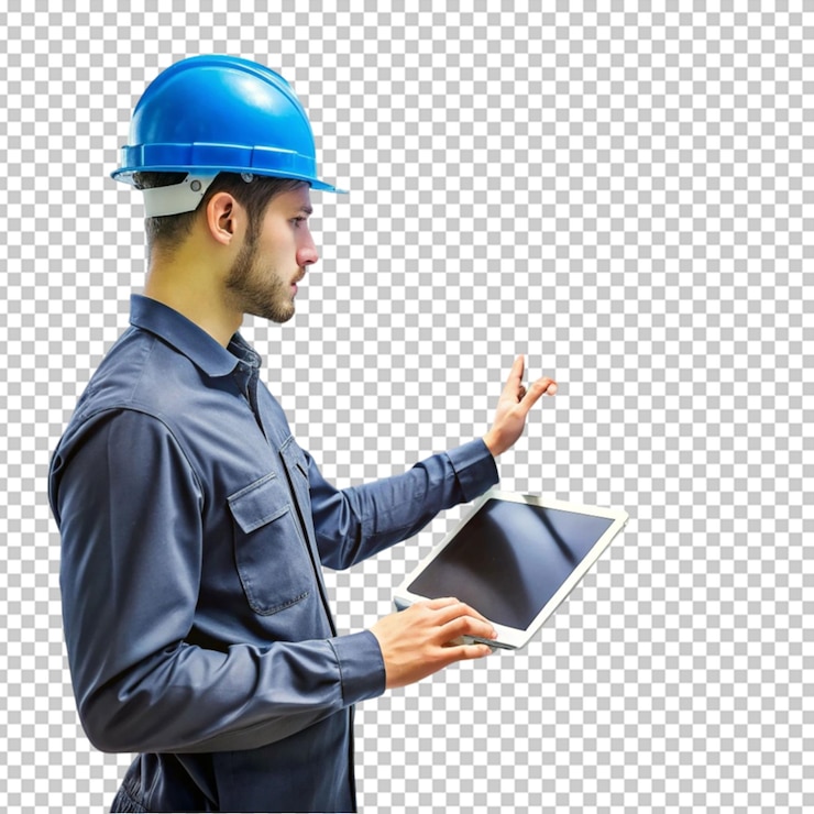 PSD ingeniero profesional en hardhat apunta a la pantalla de la computadora portátil para la ingeniería de software informático
