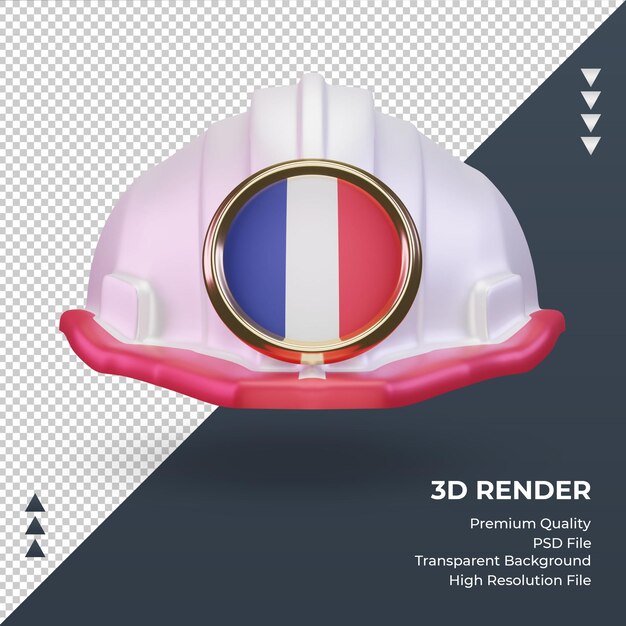 PSD ingénieur 3d drapeau france rendu vue de face