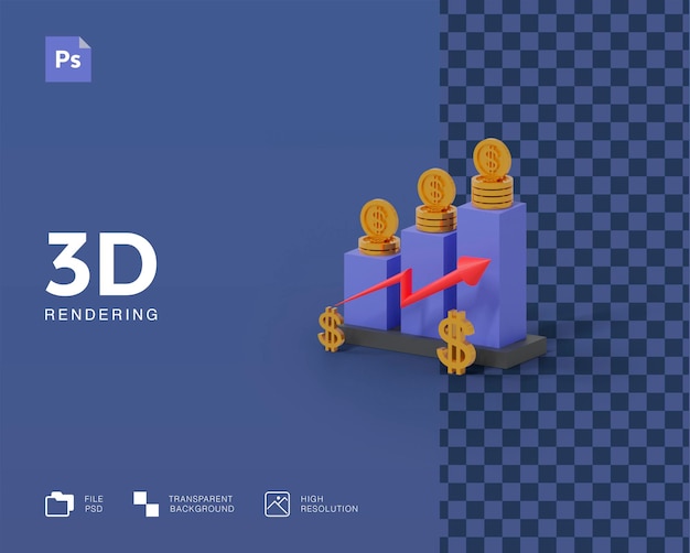 Ingresos de ganancias de ilustración 3d