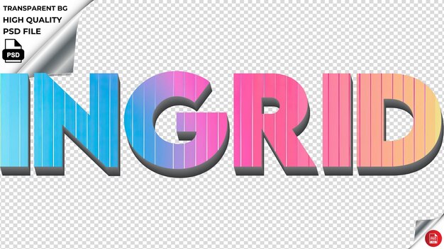 PSD ingrid la typographie est un arc-en-ciel coloré la texture du texte est psd transparente