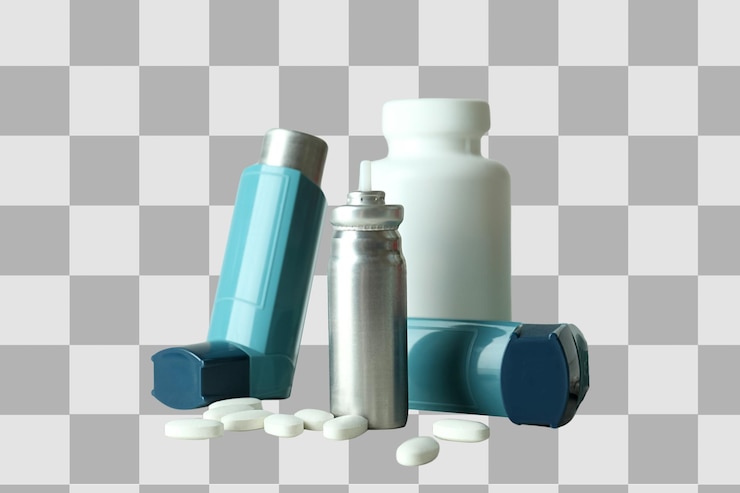 PSD inhaladores y medicamentos agrupados aislados en png blanco