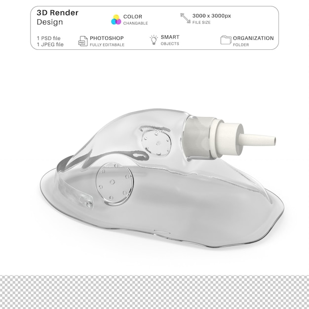 Inhalations-sauerstoffmaske 3d-modellierung psd-datei realistische medizinische ausrüstung