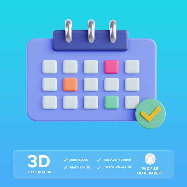 Inhalt Kalender 3D-Ikonen-Illustration